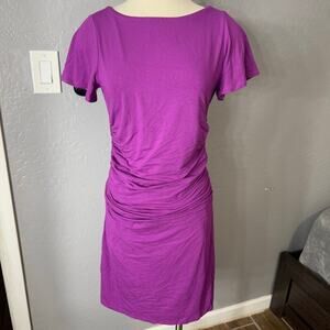 White House Black Market Purple Ruched Sheath Dress, S
